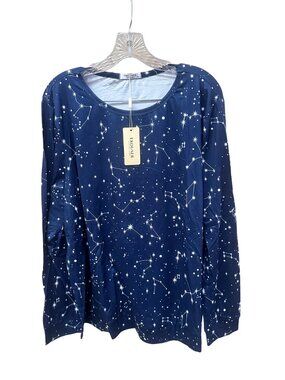 NEW Ekouaer Long Sleeve Astrology Print Pajama Top - Women's XXL